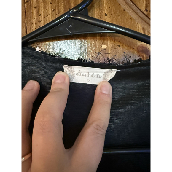 Altar'd State Black Sequin Shift Sleeveless Short Holiday Party Cocktail Dress S - Picture 4 of 6